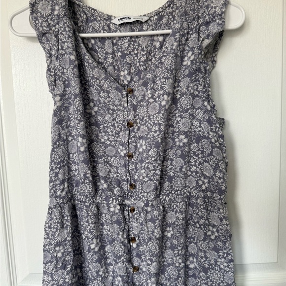 Sonoma Gray and White Sleeveless V-Neck Maxi Sundress - Picture 3 of 6